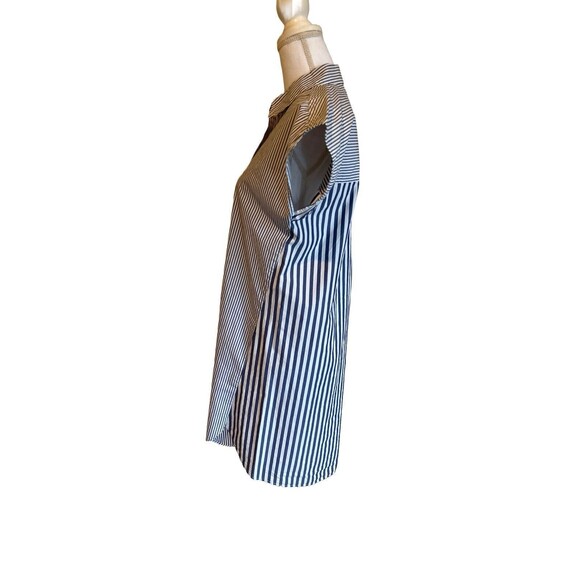 Madewell Women's M Cotton Blue & White Pinstripe Courier Shirt Dress - Picture 5 of 7